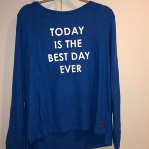 Blue long sleeve peace love world